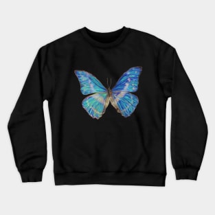 Blue Butterfly Drawing -Morpho in Pencil Realistic Crewneck Sweatshirt